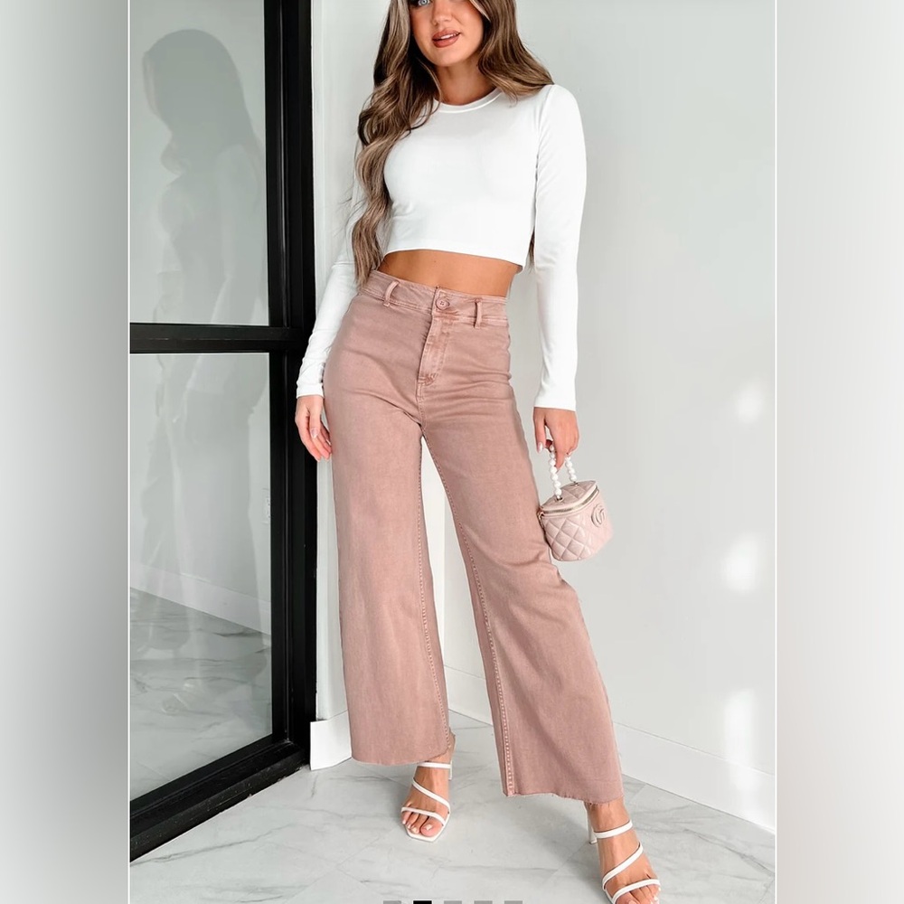Keeping An Open Mind High Rise Wide Leg Jeans (Vintage Mauve) Small in Nanamacs